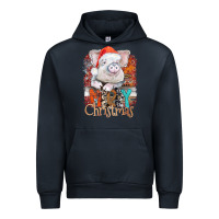 Navy merry Christmas pig Urban Hoodie - CowhideDigitalArt