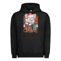 Pigment Black merry Christmas pig Urban Hoodie - CowhideDigitalArt