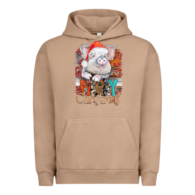 Merry Christmas Pig Urban Hoodie by CowhideDigitalArt | Teevron