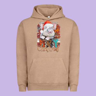 Merry Christmas Pig Urban Hoodie Designed By Cowhidedigitalart