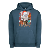 Pigment Midnight Navy merry Christmas pig Urban Hoodie - CowhideDigitalArt