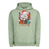 Pigment Oil Green merry Christmas pig Urban Hoodie - CowhideDigitalArt