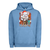 Pigment Pebble Blue merry Christmas pig Urban Hoodie - CowhideDigitalArt