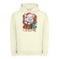 Pigment Pistachio merry Christmas pig Urban Hoodie - CowhideDigitalArt