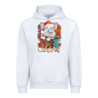 White merry Christmas pig Urban Hoodie - CowhideDigitalArt