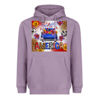 Lavender Fourth Of July America Truck Heavyweight Hoodie - FaDigitalArtStudio