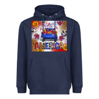 Navy Fourth Of July America Truck Heavyweight Hoodie - FaDigitalArtStudio