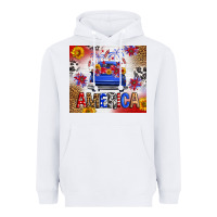 White Fourth Of July America Truck Heavyweight Hoodie - FaDigitalArtStudio