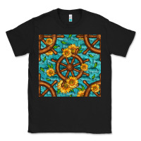 Black Lake Boat Rudder And Sunflowers Seamless Pattern Classic Tee - BundleAndBundleShop