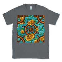 Charcoal Heather Lake Boat Rudder And Sunflowers Seamless Pattern Classic Tee - BundleAndBundleShop