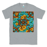 Heather Grey Lake Boat Rudder And Sunflowers Seamless Pattern Classic Tee - BundleAndBundleShop