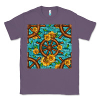 Lavender Lake Boat Rudder And Sunflowers Seamless Pattern Classic Tee - BundleAndBundleShop
