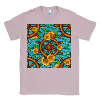 Lilac Lake Boat Rudder And Sunflowers Seamless Pattern Classic Tee - BundleAndBundleShop