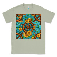 Matcha Lake Boat Rudder And Sunflowers Seamless Pattern Classic Tee - BundleAndBundleShop