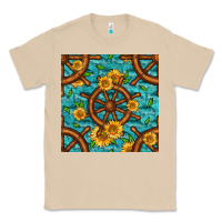 Mushroom Lake Boat Rudder And Sunflowers Seamless Pattern Classic Tee - BundleAndBundleShop