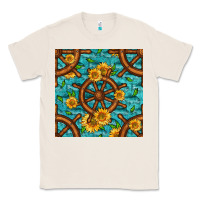 Lake Boat Rudder And Sunflowers Seamless Pattern Classic Tee | Teevron