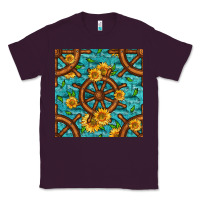 Plum Lake Boat Rudder And Sunflowers Seamless Pattern Classic Tee - BundleAndBundleShop