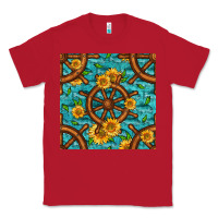 Red Lake Boat Rudder And Sunflowers Seamless Pattern Classic Tee - BundleAndBundleShop