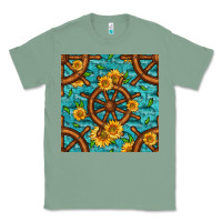 Sage Lake Boat Rudder And Sunflowers Seamless Pattern Classic Tee - BundleAndBundleShop