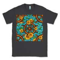 Smoke Lake Boat Rudder And Sunflowers Seamless Pattern Classic Tee - BundleAndBundleShop