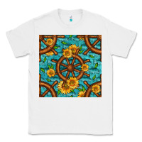 White Lake Boat Rudder And Sunflowers Seamless Pattern Classic Tee - BundleAndBundleShop