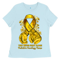 Baby Blue they never fight alone yellow ribbon with boxing g Ladies Tee - NancyCooperArtShop