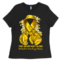 Black they never fight alone yellow ribbon with boxing g Ladies Tee - NancyCooperArtShop
