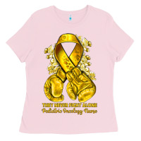 Bubblegum Pink they never fight alone yellow ribbon with boxing g Ladies Tee - NancyCooperArtShop