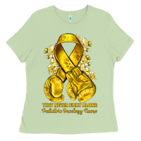 Matcha they never fight alone yellow ribbon with boxing g Ladies Tee - NancyCooperArtShop