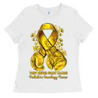 White they never fight alone yellow ribbon with boxing g Ladies Tee - NancyCooperArtShop