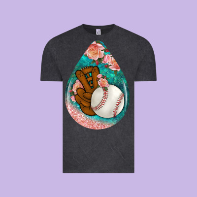 Baseball And Western Roses Teardrop  3 Vintage Tee Designed By Bundleandbundleshop