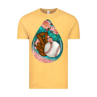 Vintage Mustard baseball and western roses teardrop  3 Vintage Tee - BundleAndBundleShop