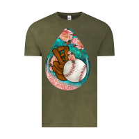 Vintage Olive baseball and western roses teardrop  3 Vintage Tee - BundleAndBundleShop