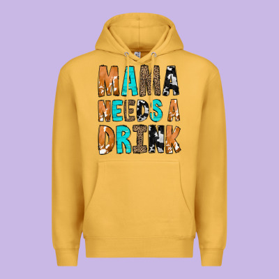 Mama Needs A Drink Premium Hoodie Designed By Cowcowdesign
