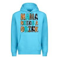 Ocean Blue Mama Needs a Drink Premium Hoodie - CowCowDesign
