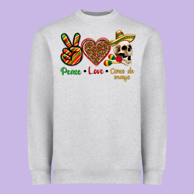 Peace Love Cinco De Mayo Heavyweight Sweatshirt Designed By Texasbilliewilder