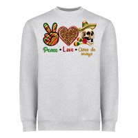 Heather Grey Peace Love Cinco De Mayo Heavyweight Sweatshirt - texasbilliewilder