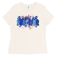 Bone I am a survivor Colon Cancer blue ribbon Ladies Tee - NancyCooperArtShop
