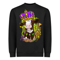 Black Mardi Gras cow Heavyweight Sweatshirt - NancyCooperArtShop