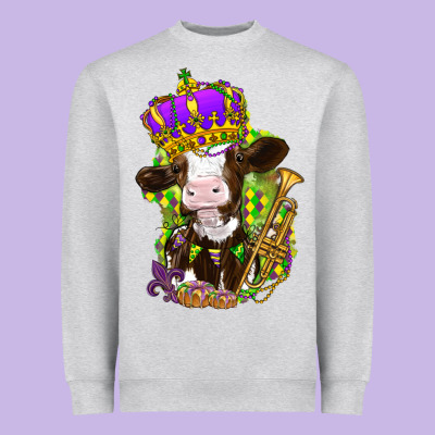Mardi Gras Cow Heavyweight Sweatshirt Designed By Nancycooperartshop