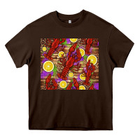Chocolate Brown mardi gras crawfish and lemons Heavy Core Tee - Jasminsmagicworld