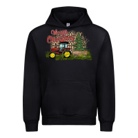 Black merry Christmas tractor tree Urban Hoodie - CowhideDigitalArt