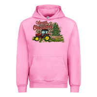 Fuchsia Pink merry Christmas tractor tree Urban Hoodie - CowhideDigitalArt