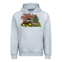 Heather Grey merry Christmas tractor tree Urban Hoodie - CowhideDigitalArt
