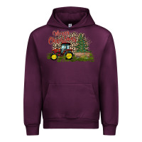 Mauve Wine merry Christmas tractor tree Urban Hoodie - CowhideDigitalArt