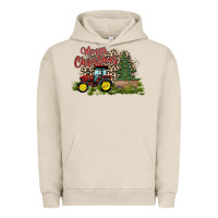 Pigment French Oak merry Christmas tractor tree Urban Hoodie - CowhideDigitalArt