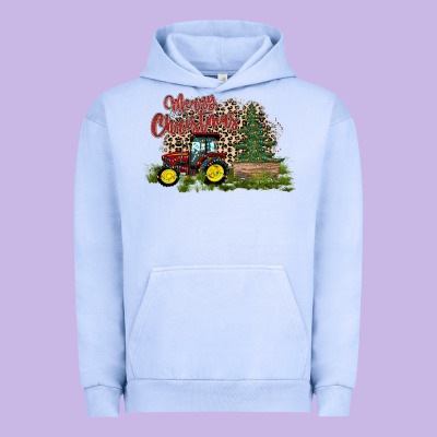 Merry Christmas Tractor Tree Urban Hoodie Designed By Cowhidedigitalart