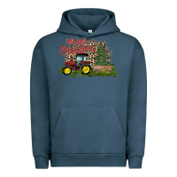 Pigment Midnight Navy merry Christmas tractor tree Urban Hoodie - CowhideDigitalArt
