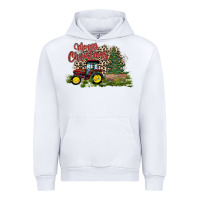 White merry Christmas tractor tree Urban Hoodie - CowhideDigitalArt