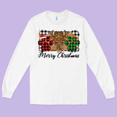 Merry Christmas Paws Long Sleeve Tee Designed By Bettercallsaul